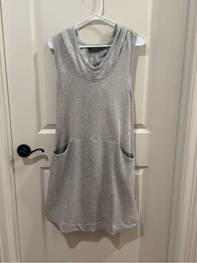 Bleusalt Sleeveless Hooded Dress French Terry Lined Pockets Gray Size Medium